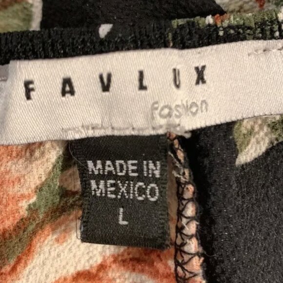 Favlux Black Floral Top w/ Open Sleeves Size Large EUC #M-083 - Picture 5 of 7